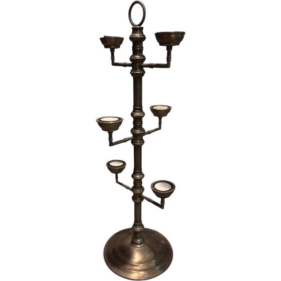 Vintage Style Pottery Barn Metal Candleholder Multi-Tier Candelabra Accent Decor - Picture 4 of 16